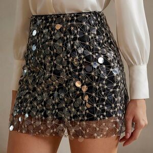 Elegant Black Sequin Skirt